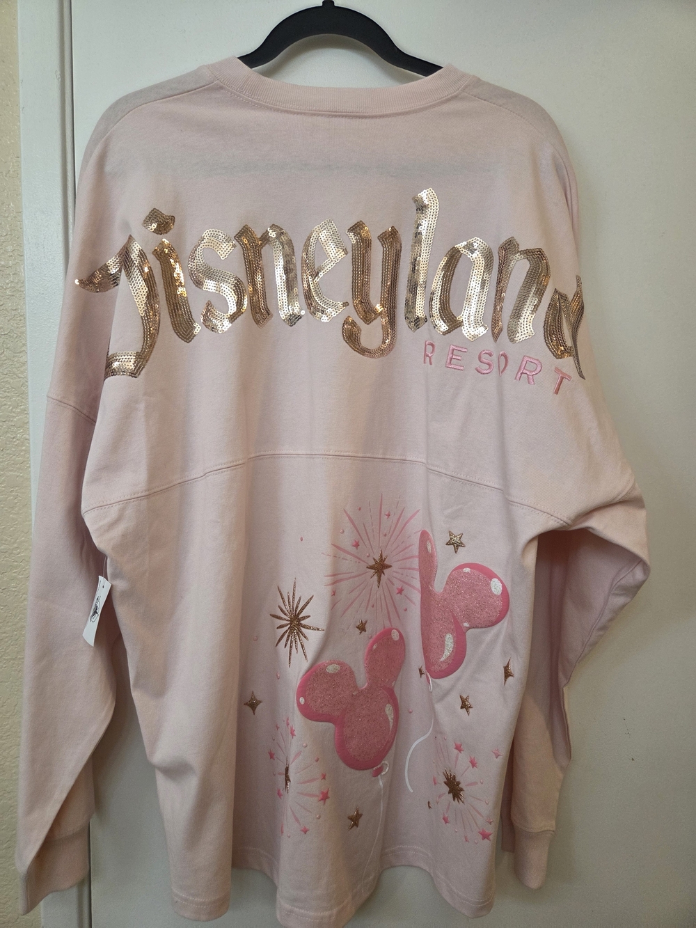 Disney Resort Kids Pink Sequin Logo Long Sleeve Top